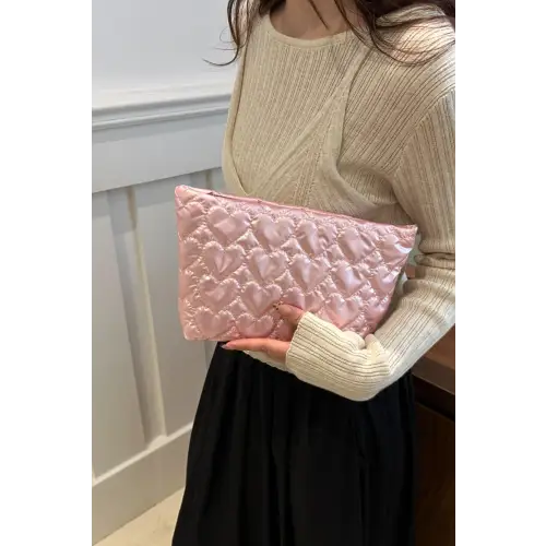 Rainbow of Ruched Heart Clutches for a Chic Cosmetic Upgrade
