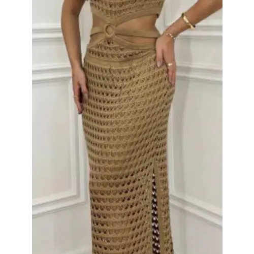 Romantic Cutout Slit Round Neck Sweater Dress