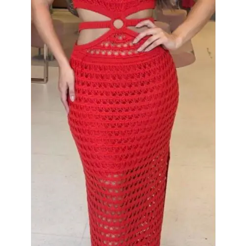 Romantic Cutout Slit Round Neck Sweater Dress