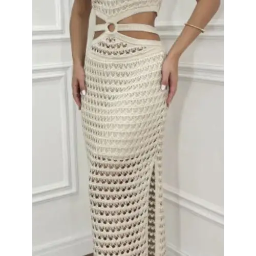 Romantic Cutout Slit Round Neck Sweater Dress