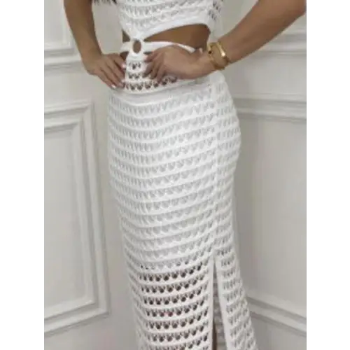 Romantic Cutout Slit Round Neck Sweater Dress