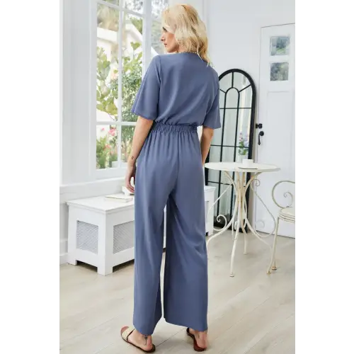 Romantic Tie Cutout Wide Leg Jumpsuit