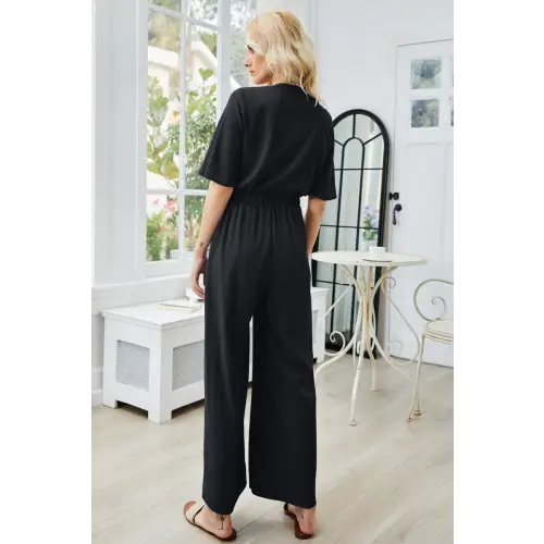 Romantic Tie Cutout Wide Leg Jumpsuit