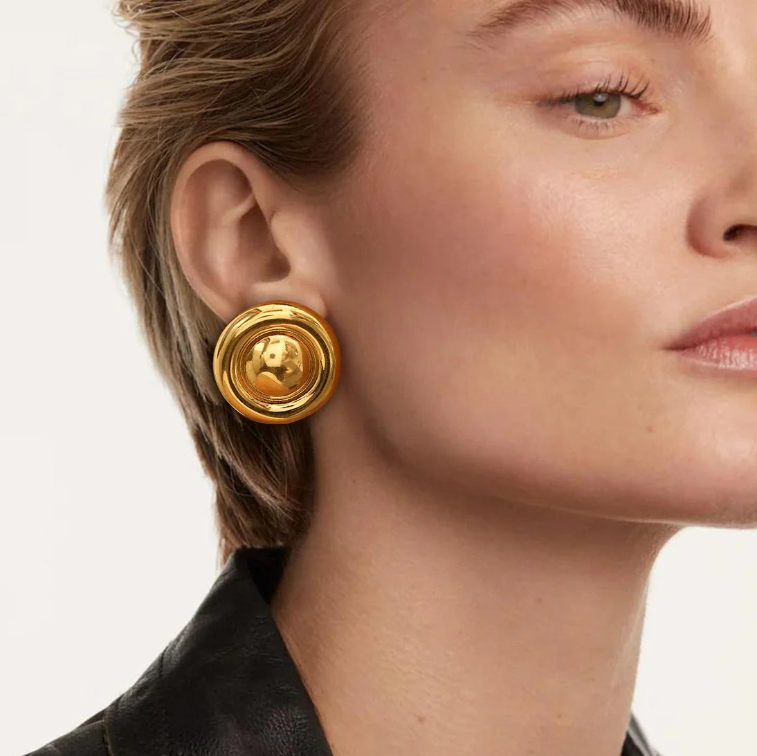 Round Earrings in Silver and Gold Colors