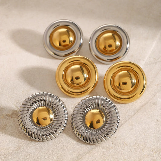 Round Earrings in Silver and Gold Colors
