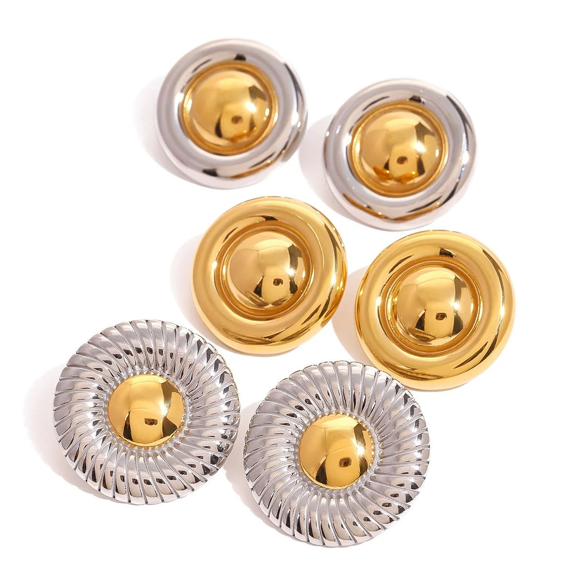 Round Earrings in Silver and Gold Colors