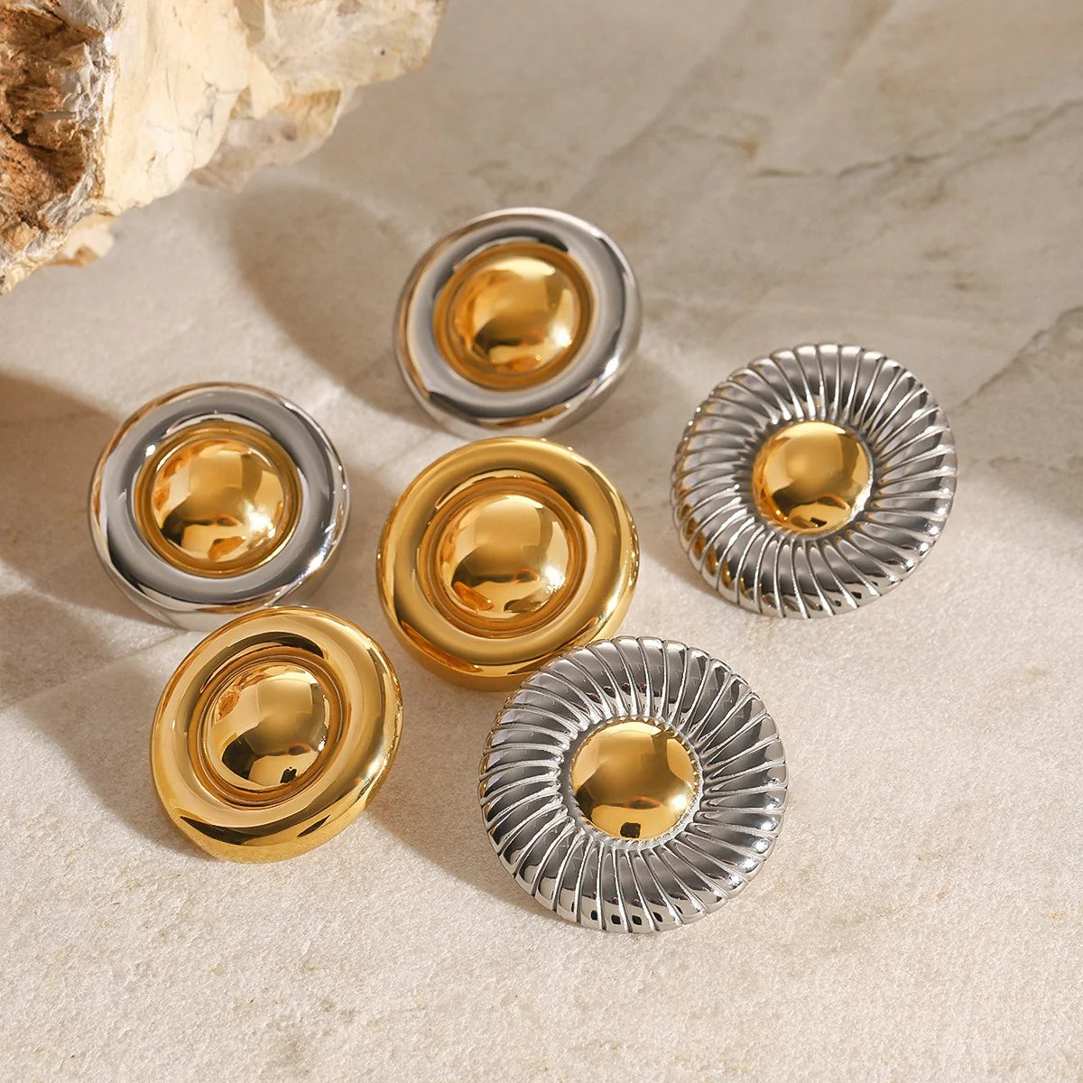 Round Earrings in Silver and Gold Colors