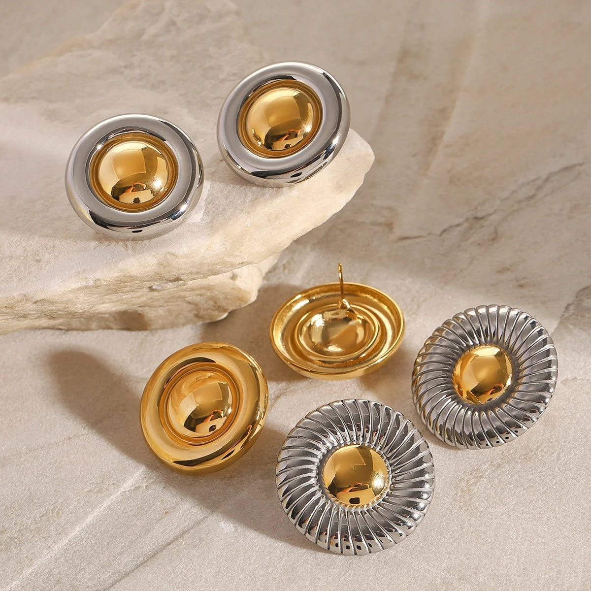Round Earrings in Silver and Gold Colors