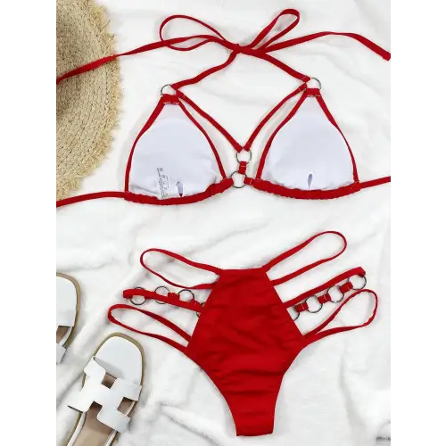 Sizzling Cutout Halter Neck Two-Piece Bikini Set