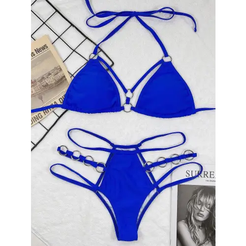 Sizzling Cutout Halter Neck Two-Piece Bikini Set