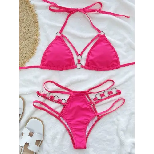 Sizzling Cutout Halter Neck Two-Piece Bikini Set