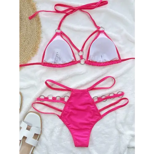 Sizzling Cutout Halter Neck Two-Piece Bikini Set