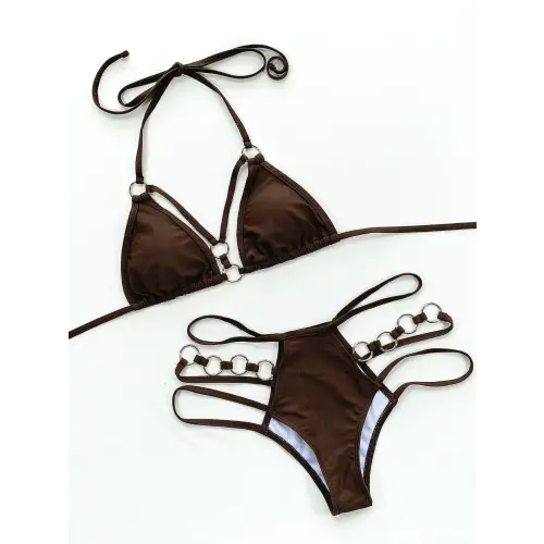 Sizzling Cutout Halter Neck Two-Piece Bikini Set