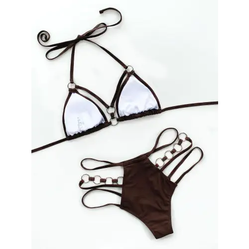 Sizzling Cutout Halter Neck Two-Piece Bikini Set