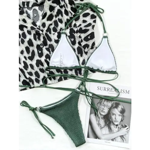 Sizzling Textured Halter Neck Bikini Set
