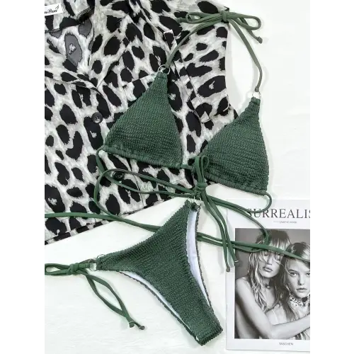 Sizzling Textured Halter Neck Bikini Set