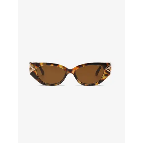 Sleek Black Cat-Eye Sunglasses with Gold Accents in Polycarbonate Frame