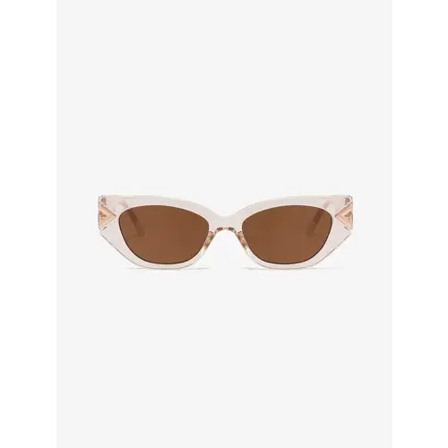 Sleek Black Cat-Eye Sunglasses with Gold Accents in Polycarbonate Frame