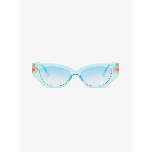 Sleek Black Cat-Eye Sunglasses with Gold Accents in Polycarbonate Frame