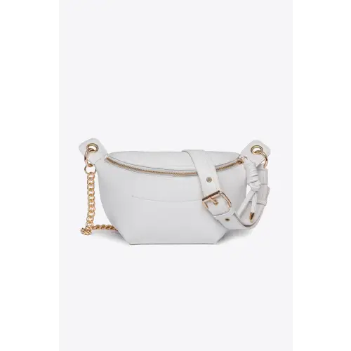 Sleek Black Leather Chain Strap Crossbody Bag