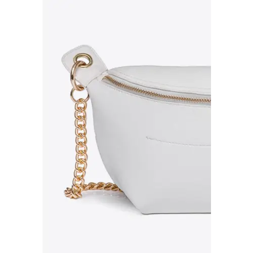 Sleek Black Leather Chain Strap Crossbody Bag