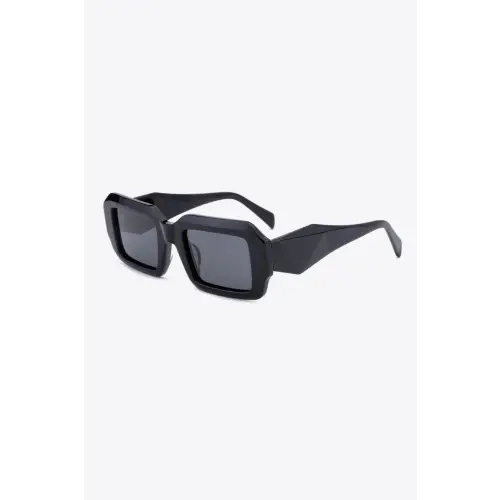 Sleek Black Rectangle TAC Polarization Rim Sunglasses