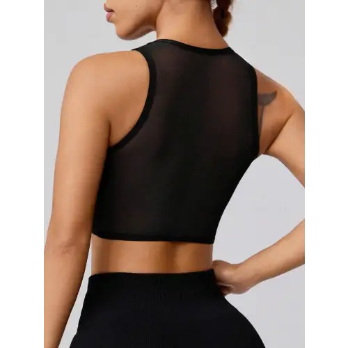 Sleek Black Round Neck Active Tank