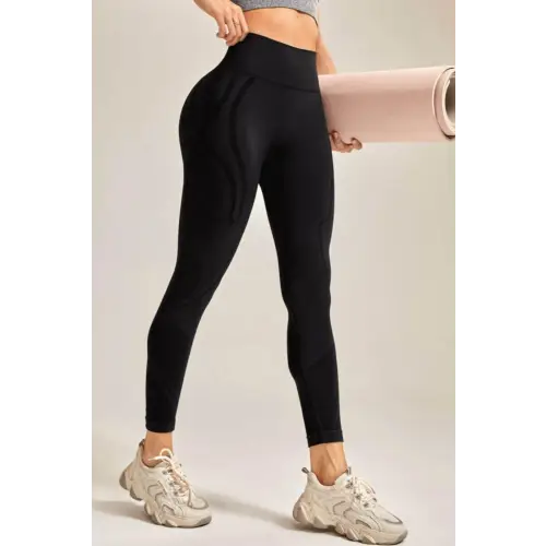 Sleek Black Wide Waistband Leggings