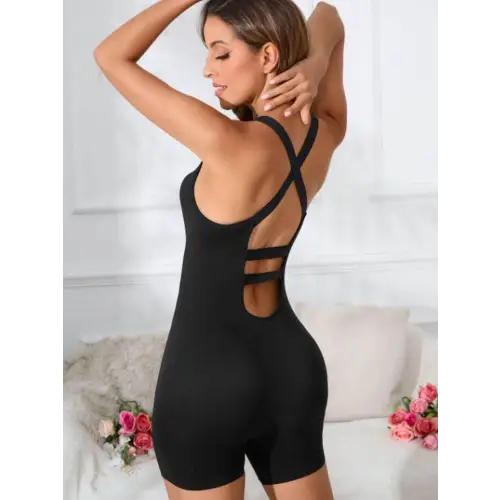 Sleek Black Crisscross Romper