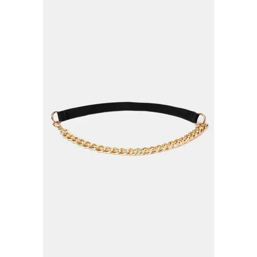 Half Alloy Chain Belt Black Gold One Size