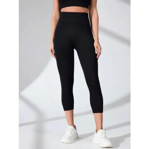 Sleek High Waist Cropped Active Leggings for Ultimate Performance Black