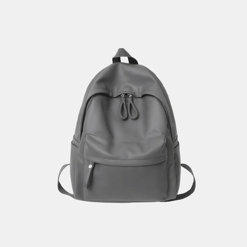 Sleek Leather Zip Backpack