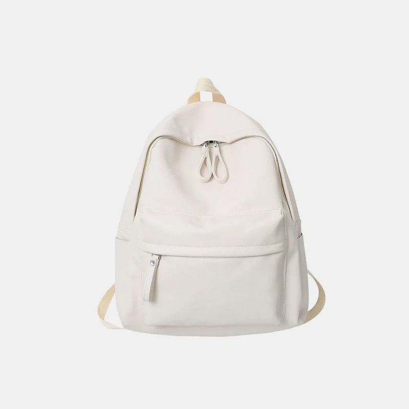 Sleek Leather Zip Backpack