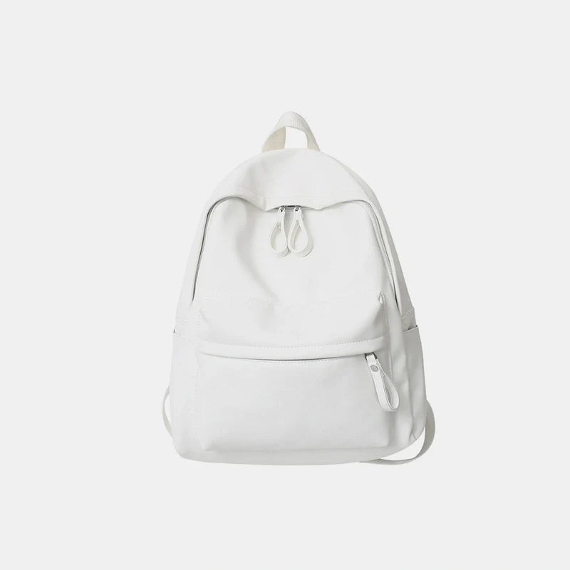 Sleek Leather Zip Backpack