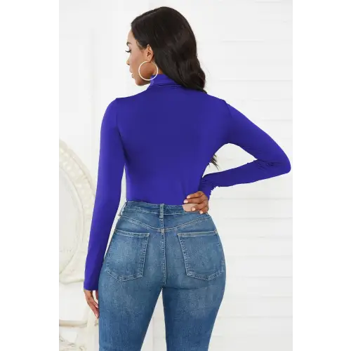 Sleek Olive Turtleneck Long Sleeve Bodysuit for Effortless Style
