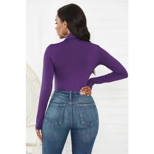 Sleek Olive Turtleneck Long Sleeve Bodysuit for Effortless Style