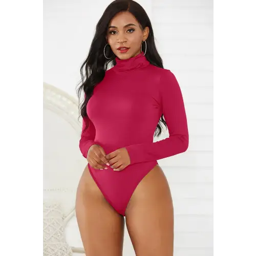 Sleek Olive Turtleneck Long Sleeve Bodysuit for Effortless Style