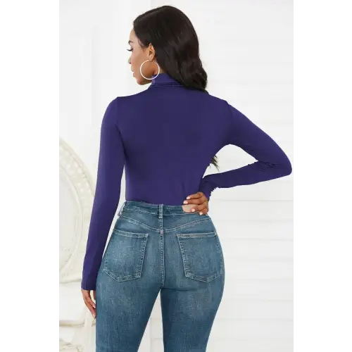Sleek Olive Turtleneck Long Sleeve Bodysuit for Effortless Style
