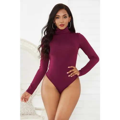 Sleek Olive Turtleneck Long Sleeve Bodysuit for Effortless Style