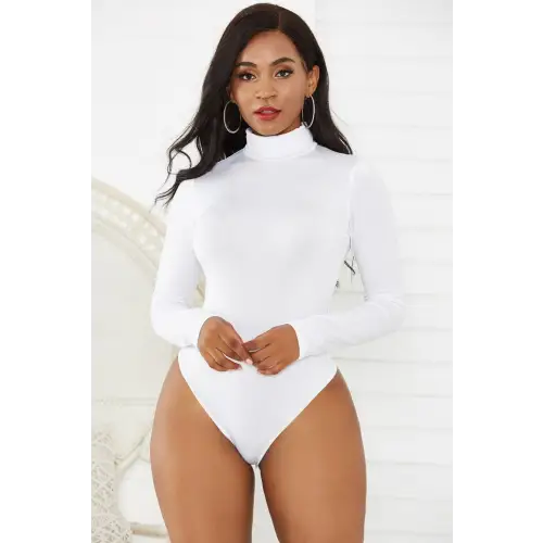 Sleek Olive Turtleneck Long Sleeve Bodysuit for Effortless Style