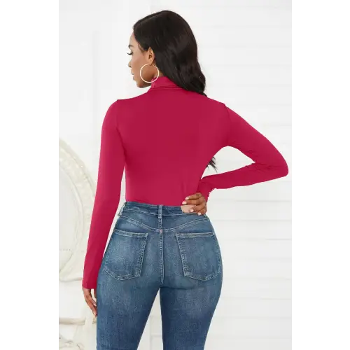 Sleek Olive Turtleneck Long Sleeve Bodysuit for Effortless Style