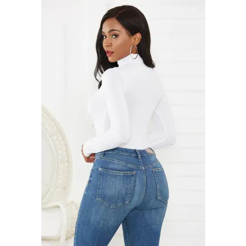 Sleek Olive Turtleneck Long Sleeve Bodysuit for Effortless Style