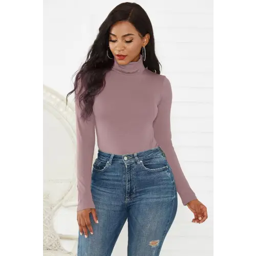 Sleek Olive Turtleneck Long Sleeve Bodysuit for Effortless Style