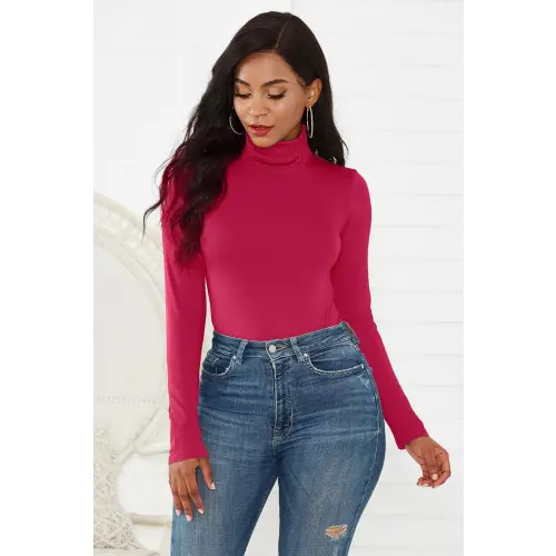 Sleek Olive Turtleneck Long Sleeve Bodysuit for Effortless Style