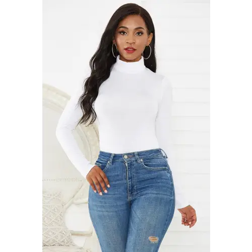 Sleek Olive Turtleneck Long Sleeve Bodysuit for Effortless Style