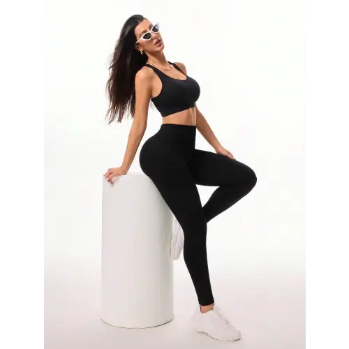 Sleek Pocketed Black High Waist Active Leggings