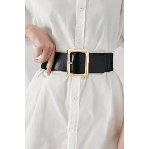 Rectangle Buckle Belt Black One Size