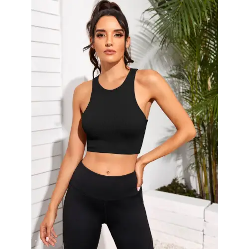 Cropped Trendy Sports Tank Top Black S