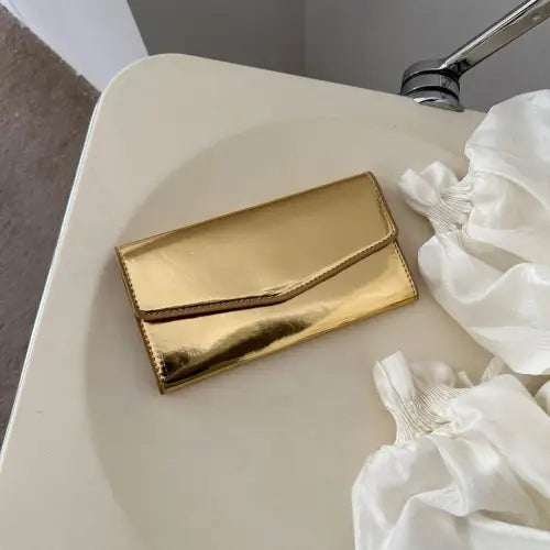 Sleek Silver PU Leather Small Wallet