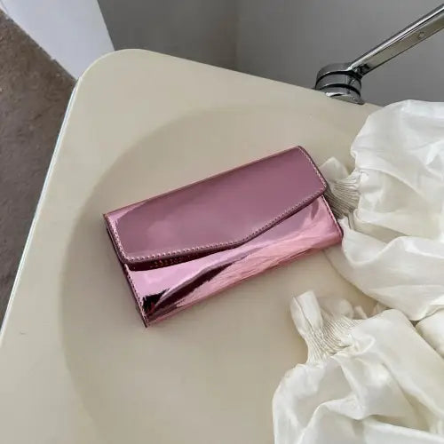 Sleek Silver PU Leather Small Wallet
